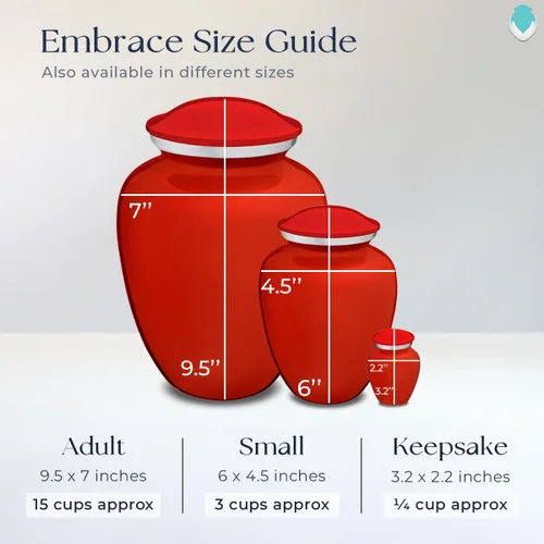 Vista 7 de Geturns Embrace - Urnas de cremación personalizadas de delfines para cenizas humanas, urna funeraria grande de color rojo brillante para mujeres