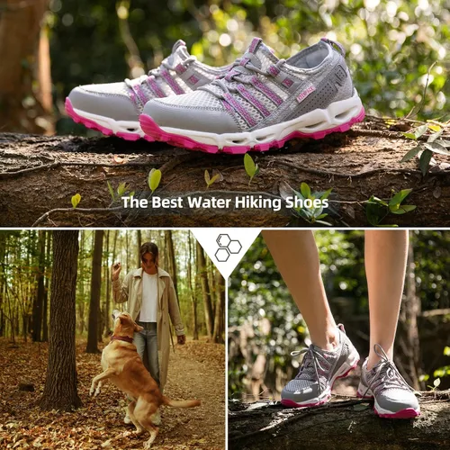 Vista 8 de Zapatos de senderismo acuático para mujer, para verano, deportes al aire libre, río, playa, anfibios, aeróbicos, natación, senderismo, senderismo