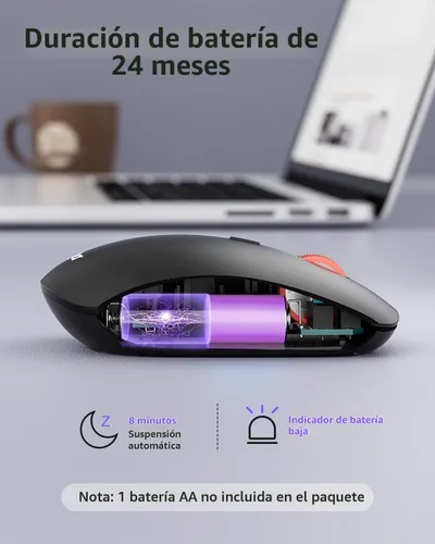 Vista 5 de Ratón inalámbrico, mini mouse inalámbrico delgado de 2.4G, agarres ergonómicos, 5 niveles ajustables 4000 DPI, pequeños ratones ópticos portátiles