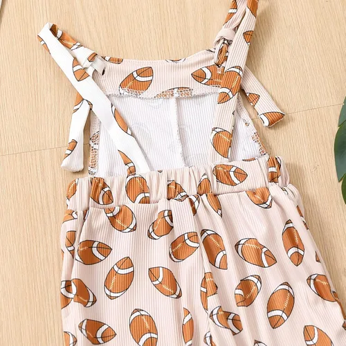 Vista 7 de Lamuusaa Traje de fútbol para niña pequeña, sin mangas, con tirantes, overoles acampanados, talla 6M-4T