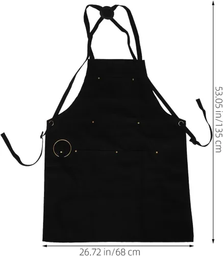 Vista 2 de iplusmile Waterproof Canvas Apron with Multiple Pockets Thickened Heavy-duty Work Apron for Men and Women for Kitchen and Hair Salon Use