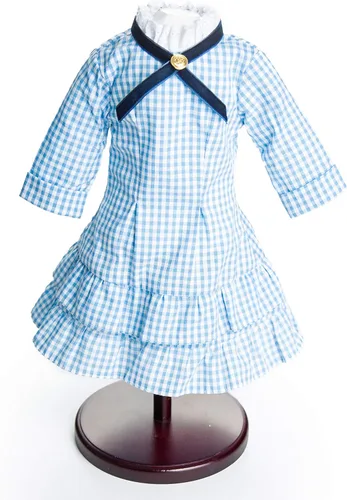 Vista 2 de The Queen's Treasures Ropa de muñeca de 18 pulgadas, Little House on The Prairie Auténtica Laura & Mary Ingalls traje de vestido azul a cuadros