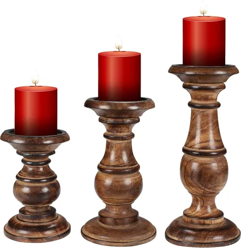Vista 9 de pilares decorativos de madera para velas