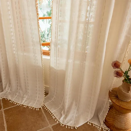 Vista 16 de Cortinas blancas de 96 pulgadas de largo, juego de 2 paneles de cortinas filtrantes de luz de piso a techo, cortinas de privacidad para sala