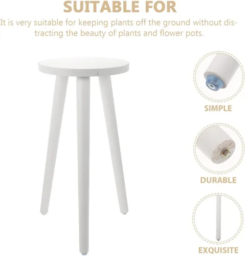 Vista 6 de Soporte de madera para plantas de 17.12 pulgadas, soporte para macetas con soporte estable de 3 puntos, exhibición de jardín para interiores