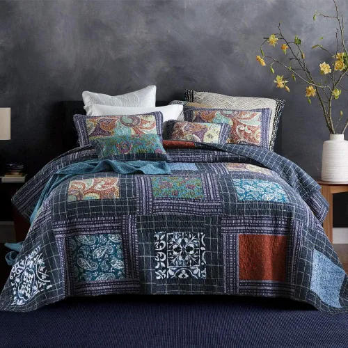 Vista 22 de Secgo Juego de edredón twin para cama - Edredones 100% algodón tamaño twin, colchas negras con 2 fundas de almohada, ropa de cama ligera reversible