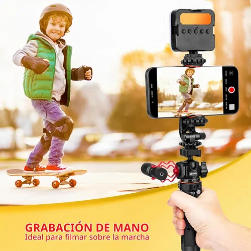 Vista 3 de Zeadio Heavy Metal Tripod Kit: 1/4" Screw Adapter Tripod Mount for Travel Recording Vlog & Camera iPhone Vlogging Kit & Camera Stand with 360°