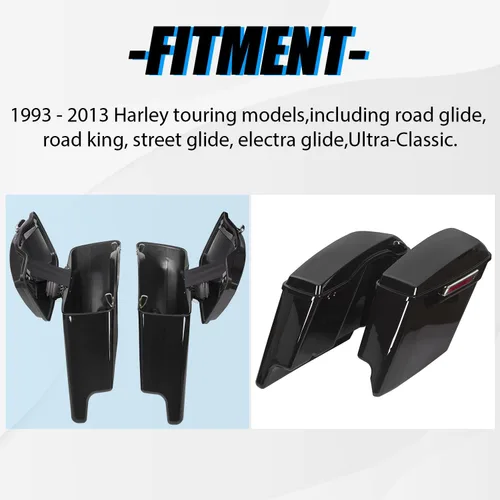 Vista 3 de ECOTRIC - Alforjas rígidas extendidas de 5 pulgadas para maletero, compatibles con todos los modelos Harley Davidson Road King Glide Softail Touring