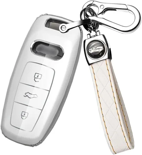 Vista 9 de ontto Funda para llave compatible con Audi 2018-2022 A6 A7 A8 E-Tron Q8 SQ8 Smart Remote Key Fob Cover Light y Glossy Scratchatched Black