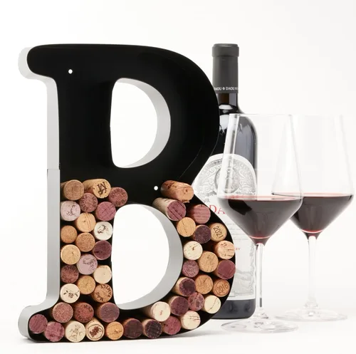Vista 9 de Soporte de corcho con letra de vino (C) Arte decorativo de pared