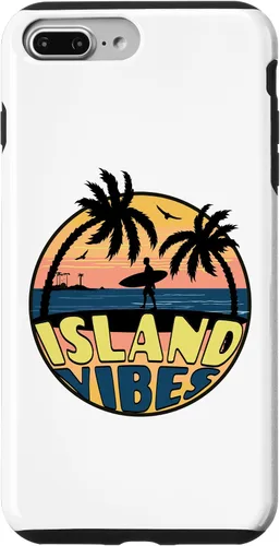 Vista 9 de iPhone 15 Island Vibes - Relaxed - Beach Scene - Surfer - Palm Trees Case