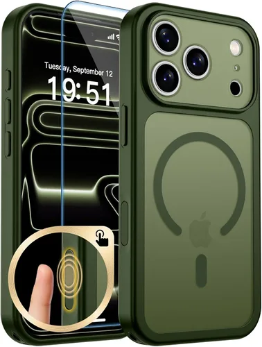 Vista 362 de zapica Funda magnética para iPhone Air, con protector de pantalla de vidrio templado, compatible con MagSafe, translúcida mate, a prueba de golpes