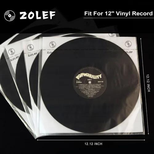 Vista 6 de Fundas interiores de vinilo de 12 pulgadas, paquete de 50 unidades, más gruesas, 3 capas, antiestático, estilo maestro, con papel de arroz