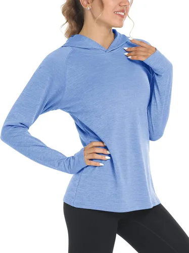 Vista 7 de MAGCOMSEN Camiseta de manga larga con protección solar UPF 50+ para mujer, de secado rápido, ligera, para senderismo y atletismo