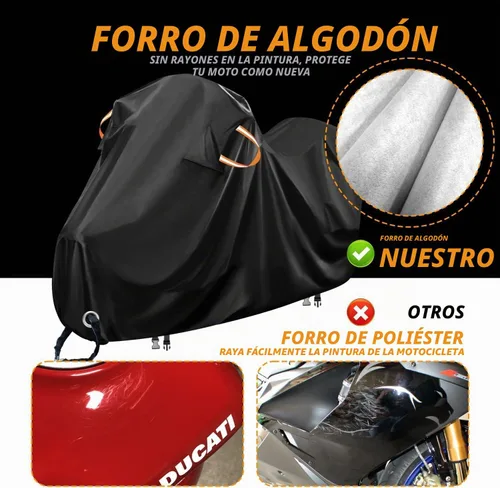 Vista 2 de Funda impermeable para motocicleta, forro polar de algodón y tela de poliéster resistente, resistente a los arañazos y a la intemperie