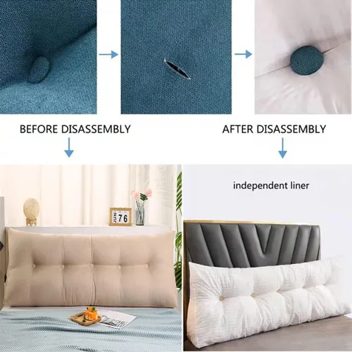 Vista 5 de Almohada triangular para cabecero, cojín triangular de color sólido, almohada de lectura, almohada de algodón con cuña de soporte de posicionamiento