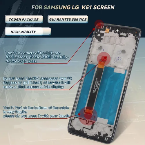 Vista 5 de Pantalla para LG K51 reemplazo táctil digitalizador para LG K51 LCD K500 K500UM K500KM K500MM LMK500MM LMK500MM LCD Panel de reemplazo con kit