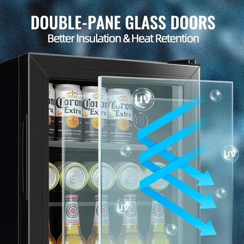 Vista 4 de Refrigerador de bebidas de 1.3 pies cúbicos, mini refrigerador para refrescos, cerveza o latas, enfriador de bebidas personal, 7 modos, estantes