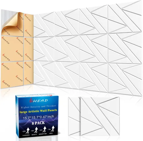 Vista 15 de Paneles Acústicos de Pared Grandes 47.2"x23.6"x1.57" Paquete de 4, Paneles de Prueba de Sonido DIY 3D con Ondas para Paredes, Paneles de Pared