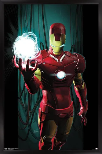 Vista 6 de Trends International Marvel Comics - Iron Man - Póster de pared energético, 14.725 x 22.375 pulgadas, versión enmarcada en madera de granero