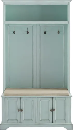 Vista 2 de Crosley Furniture Holbrook Hall - Banco para zapatos Espuma de mar envejecida azul