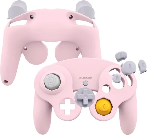 Vista 37 de eXtremeRate Placa trasera negra para Nintendo Gamecube Controller, cubierta de repuesto de agarre suave al tacto con botones para controlador