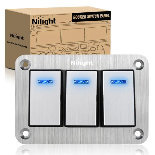 Vista 16 de Nilight Panel de Interruptores Basculantes de 2 Posiciones con Luz LED Naranja, 5 Pines On/Off, Interruptores Basculantes de Aluminio Precableados