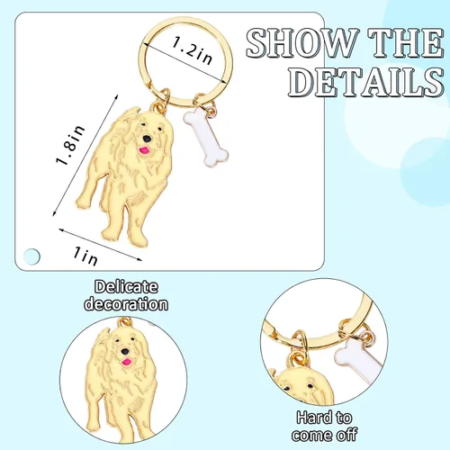 Vista 4 de Llavero de perro para mujeres y hombres, llavero de automóvil para mochila, lindo llavero para amantes de los perros, dije de hueso, accesorio