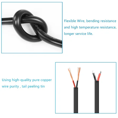 Vista 5 de GINTOOYUN 2 PCS DC8020 Conector Pigtail Cable, DC 8.0MM x 2.0MM Macho Enchufe a Cable Desnudo Cable de Alimentación de Extremo Abierto, 3.3 ft