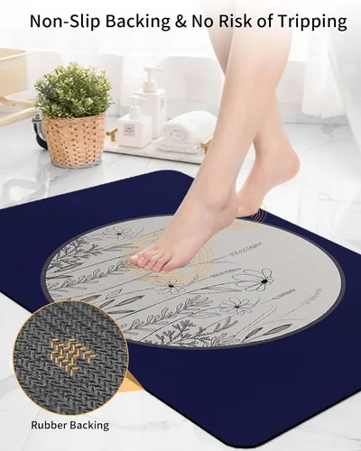 Vista 4 de Tapete de baño de flores vintage para bañera, antideslizante, de secado rápido y absorbente, tierra de diatomeas, cocina, ducha, fregadero, lavable