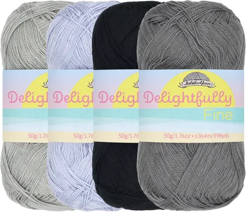 Vista 22 de JubileeYarn - Hilo deliciosamente fino, 1.76 oz/madeja de rayón de bambú y encaje, tonos de azul, 4 madejas