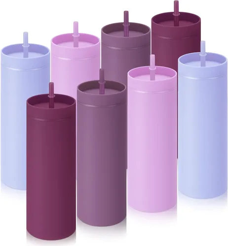 Vista 15 de Baderke - Paquete de 8 vasos delgados de 16 onzas a granel con tapa y Verde oscuro