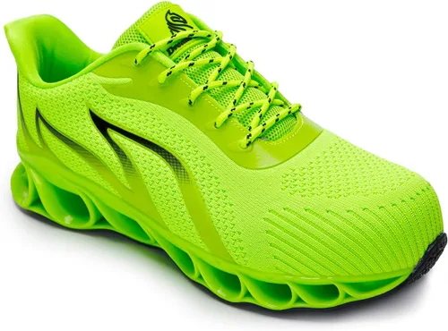 Vista 5 de DREAM HORSE Zapatos de trabajo indestructibles con punta de acero para hombres, zapatos de seguridad de malla ligera, zapatos de construcción