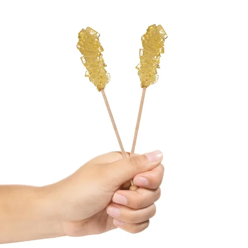 Vista 4 de Candy Envy - Gold Café Sugar Sticks Mini Rock Candy - 36 golosinas doradas envueltas individualmente - Sabor a azúcar original