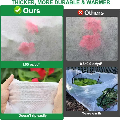 Vista 3 de KLEWEE Cubiertas para Plantas Protección contra Heladas 10 x 50 Pies, 1.05 oz/yd² Tela Antihielo más Gruesa para Protección de Plantas contra