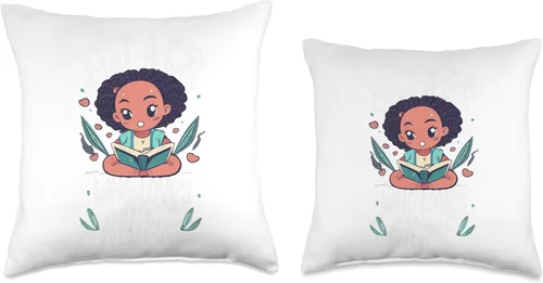 Vista 3 de African American Anime Just a girl who loves Anime Just Loves Anime Black Afro Girl Throw Pillow, 16x16, Multicolor