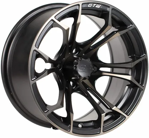 Vista 9 de GTW Spyder - Rueda de aluminio para carrito de golf de 12 pulgadas 12x7 4-4 pernos desplazamiento de 3:4 (azul/negro)