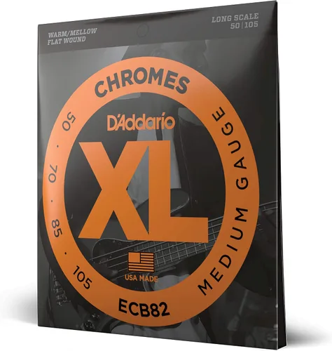 Vista 15 de D'Addario XL Chromes Cuerdas de Guitarra Bajo con Entorchado Plano - ECB81M - Escala Media - Regular Ligero, 45-100