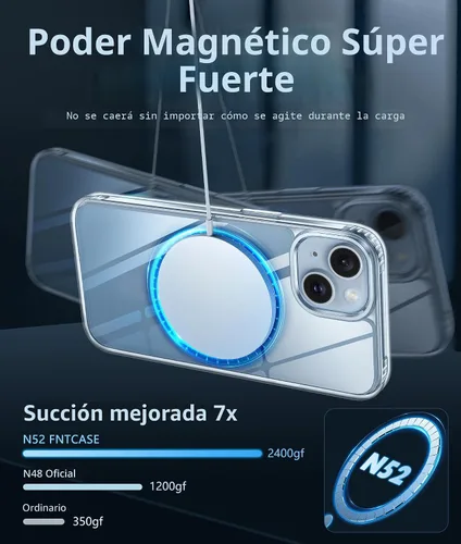 Vista 3 de FNTCASE Funda transparente para iPhone 15: Funda para iPhone 14/13, fundas magnéticas para teléfono con protector de pantalla compatible con Magsafe