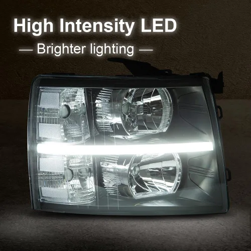 Vista 8 de G-PLUS Faros delanteros LED DRL, compatible con Chevy Silverado 2500 3500 2007-2014 y modelos HD/compatible con Chevy Silverado 1500 2007-2013