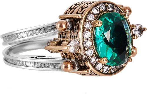 Vista 2 de Elegant Reversible 925 Sterling Silver Ring for Women Jewelry - Handcrafted in Turkey, Featuring Oval Cut Paraiba Tourmaline and Topaz 925 Sterling