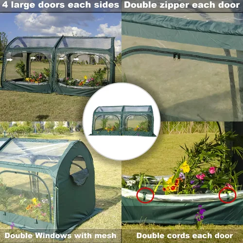 Vista 7 de Porayhut - Cubierta para invernadero, para flores y plantas, cubierta en PVC para jardinería, para jardín o patio trasero, protector contra heladas
