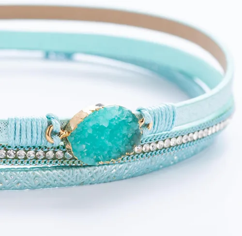 Vista 280 de FANCY SHINY - Pulsera de cuero estilo bohemio, pulsera de cuentas de cristal con cierre magnético, regalos de joyería para mujer