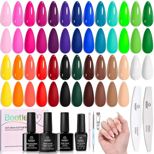 Vista 28 de Beetles - Kit de 69 esmaltes de uñas de gel con luz UV – Kit de esmalte de uñas de gel de 35 colores con base y capa superior brillante