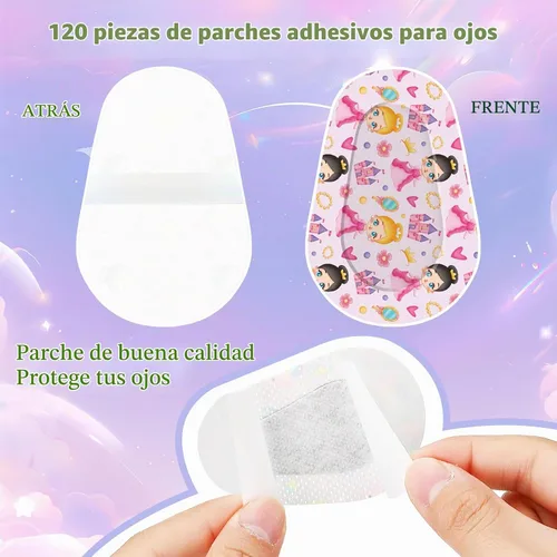Vista 5 de 120 parches adhesivos para los ojos para niños, parches de ojos para niñas