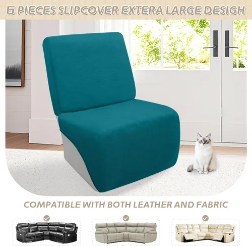 Vista 614 de Arfntevss Fundas de sofá seccional reclinable de terciopelo, Funda de sofá seccional de esquina para sofá reclinable, Funda elástica suave