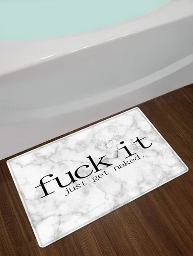 Vista 2 de HVEST Fuck It Just Get Naked - Alfombra de baño con palabras divertidas en blanco y negro, para decoración de baño, alfombra de baño antideslizante