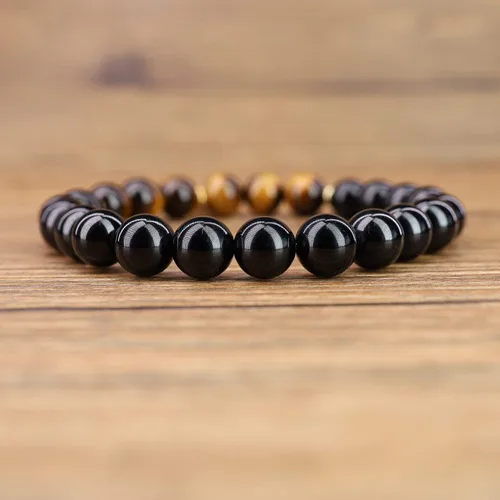 Vista 4 de COAI - Pulsera de turmalina negra con árbol de la vida para mujer