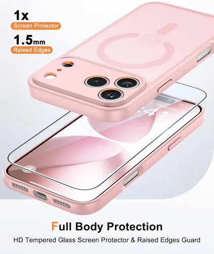 Vista 1109 de FNTCASE Funda para iPhone 17 Pro: Fundas delgadas translúcidas de color azul claro compatibles con MagSafe, protección completa de la cámara