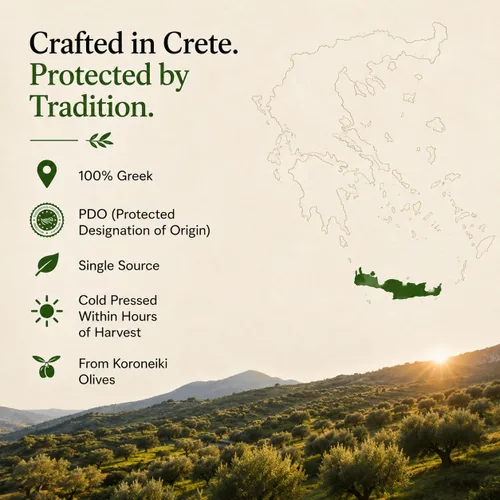 Vista 7 de CRETA VERDE - Aceite de oliva orgánico 100% griego extra virgen prensado en frío y alto polifenol Variedad Koroneiki Primer AOVE extraído